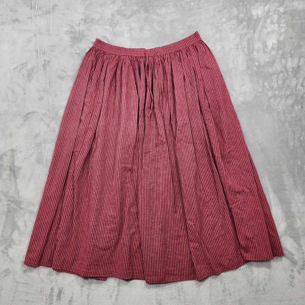 Vintage Bobbie Brooks Skirt Womens‎ S Red Metallic Stripe Peasant Crinkle Boho